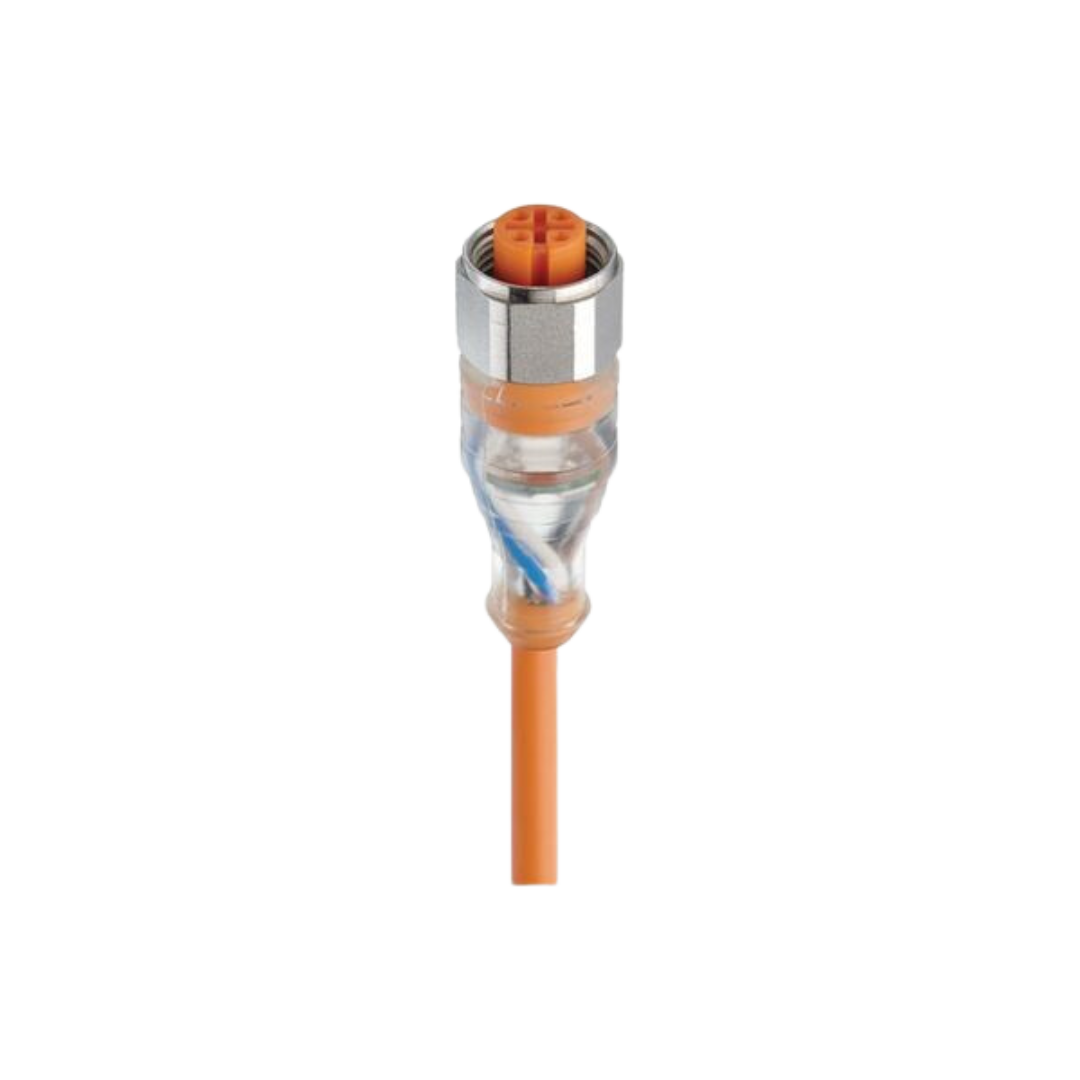 M12 A-coded Female LED PVC Orange F-B